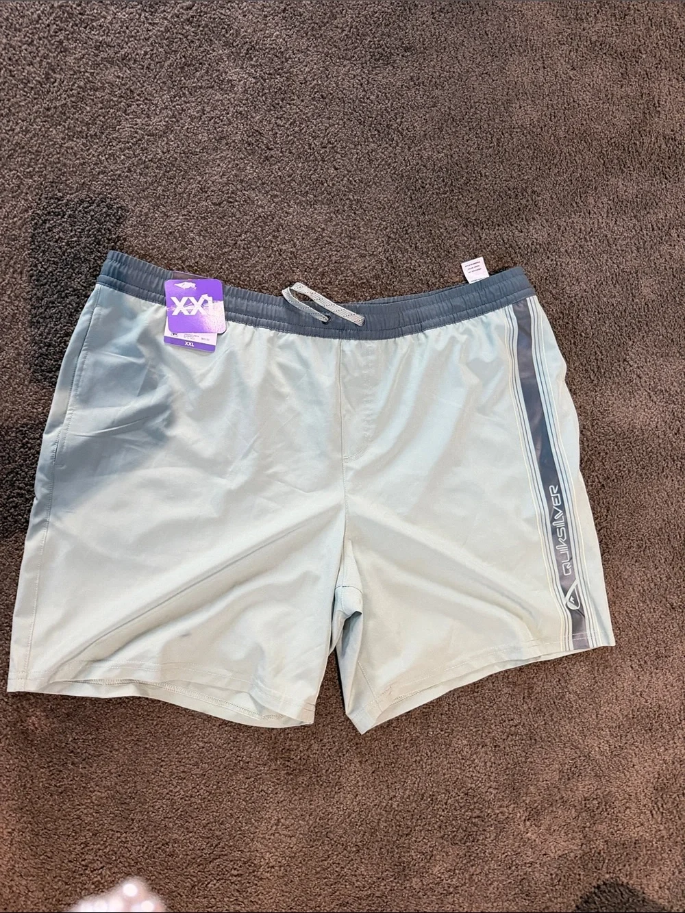 NWT Quiksilver Men's Sage Green Swim Trunks with Gray Waistband Sz xxl